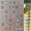 Adesivos de Arte para Unhas com Padrão de Cor Esmaltado Chinês Papel de Seleção Própria Estampagem a Quente Flores Tridimensionais Embasadas Borboletas Adesivos para Unhas Estilo SL