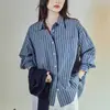 Conjunto reductor ropa para mujer talla grande para mujeres con sobrepeso, nueva camisa a rayas otoño 2026, chal rejuvenecedor, camisa estilo coreano