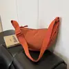 Bolsa de Algodón Puro Estilo Japonés de Capas Color Sólido Forma de Empanada para Mujer 2025 Nueva Bolso Cruzado Ligero de un Solo Hombro de Lona Bolso de Axila