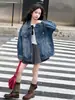 Jaqueta Jeans Infantil para Meninas, Nova Jaqueta Jeans Estilo Coreano para Primavera e Outono, Top Bordado Soltinho, Jaqueta Jeans Estilosa para Crianças Maiores no Outono