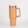 Suministro exclusivo transfronterizo: Taza de Hielo de Acero Inoxidable de 40 oz con Recubrimiento en Spray al Vacío, Asa y Popote, Adecuada para Uso en Automóvil