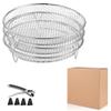 Rejilla deshidratadora de tres capas 304 para freidora de aire, accesorios para freidora de aire, rejilla de secado apilable con recipiente de ángulo elevado y pinzas para platos.