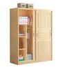 Armario de pino macizo con puertas correderas, diseño simple, adecuado para uso doméstico, hecho de madera natural, para adultos y niños, con dos puertas, y se puede ensamblar para almacenamiento