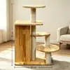 Estrutura de escalada para gatos em madeira maciça, casa de gato, árvore de gato, arranhador de gato, poste e estrutura tudo-em-um para gatos grandes, brinquedo multifuncional para gatos