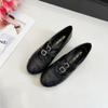 Altura Interna Sapatos Femininos Fivela com Strass Sapatos de Bico Redondo Combinando Cores Primavera 2025 Novo Estilo Francês Bonitos Não Cansam Sapatos de Salto Baixo