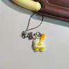 Gato Cocinero Lindo Cadena para Teléfono de Pan Gato de Dibujos Animados Colgante de Animal Gato Gatito Divertido Adorno Colgante Dulce con Perlas