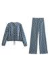 Aliexpress Transfronterizo Nueva Ropa de Mujer Exportación al por Mayor Zr Punto Algodón Estampado Tops + Pantalones de Algodón Estampados