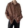 Camisa Floral Acolchada de Manga Larga Holgada Estilo Retro Coreano Hong Kong para Hombres con Temperamento Ligero y Maduro Camisa Estampada Sección Delgada para Mujeres