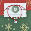 Pulseiras de Natal Mais Vendidas na Europa e América, Sino, Floco de Neve, Peças de Liga de Zinco e Argila Polimérica do Papai Noel, Pulseiras Trançadas à Mão