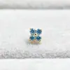 ASTMF-13 Liga de Titânio Dourado 3mm Brinco Stud Pétala de Trevo de Quatro Folhas Titânio G23 Rosca Interna Zircônia Stud para Lábio Cabeça de Piercing