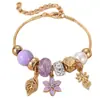 Pulsera de cuentas de resina con flores de dibujos animados de venta cruzada europea y americana, joyería de aleación con colgante de cuentas DIY Panjia al por mayor