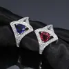 Anillos de Piedras Preciosas Coloridas Estilo Europeo y Americano, Nuevos y Modernos Anillos Triangulares con Forma de Diamante Chapados en Oro para Mujer, Venta al por Mayor de Joyería