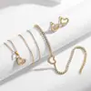 Pulseira Popular de Titânio Aço Amor Cruzada Inlaid com Joias de Zircônia para Mulheres, Conjunto de Joias Versátil de Alto Padrão em Forma de Coração Gypsophila