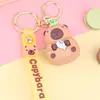 Pingente Chaveiro Capivara Boneca Capivara Desenho Animado Chaveiro de Borracha Macia PVC Decoração de Bolsa Acessório para Chave de Carro