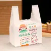Sacos Plásticos Tipo Colete Filme Plástico Macio Branco Leitoso Extra Espesso Sacos com Desenho Fofo Sacos de Impressão Colorida Grande