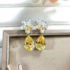 Brincos Cao Shi light luxury rich woman series brincos europeus e americanos retrô fada flor brincos pingentes em forma de gota bicolor