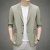 Chaqueta de Traje Fina para Hombre de Waffle de Seda Helada, Transpirable, Elástica, Sin Costuras, Versátil para Negocios, Protector Solar