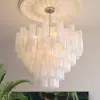 Candelabro de cristal Murano vintage francés para sala de estar y dormitorio, candelabro de estilo crema de alta gama para dormitorio de villa dúplex