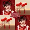 Pasador de Borla de Espino Confitado Estilo Hoyuelo para Niños, Accesorio para el Cabello Estilo Tradicional Chino Hanfu, Adorno Rojo Festivo para el Cabello de Año Nuevo