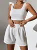 Traje de verano para mujer, estilo Amazon 2023, estilo femenino, fresco y dulce, de punto, sin mangas, informal, de color sólido.