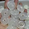 Colgante de Seguridad de Ágata Dorado Champagne y Jade de la Suerte con Calcedonia Transparente como el Hielo