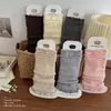 Zapatos y calcetines para niñas, otoño e invierno, con ribete de encaje, diseño a rayas, engrosados para abrigar, perfectos con leggings, calentadores de piernas hasta la pantorrilla