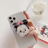 Soporte para teléfono móvil, líquido con purpurina, funda de teléfono de dibujos animados con soporte, bolsa blanda de arena movediza, soporte de escritorio, bolsa de agua