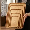 Bandeja rectangular imitación madera transfronteriza bandeja de plástico para té para tazas de té juegos de té postres plato de comedor pp almacenamiento bandeja decorativa