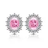 Aretes de Flor de Hielo Cortada de Gema Colorida para Mujer, Venta Caliente en Vivo, Aretes de Diamante de Alto Carbono Brillantes Padparadscha, Dropshipping