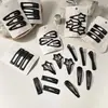 Grampo de Cabelo Elegante com Franja Lateral Preta para Mulheres, Presilha BB, Simples, Ferramenta para Organizar o Cabelo, Acessório de Cabelo