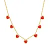 Collar con colgante de fresa acrílica de diseño creativo, cadena para la clavícula con forma de corazón y goteo de aceite rojo, joyería de acero inoxidable