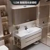 Tocador de baño lavabo lavabo encimera piedra sinterizada doblado en caliente lavabo integrado combinación de gabinete de baño simple moderno montado en la pared