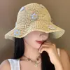 Sombrero de sol playero de ala ancha para mujer para verano, protección solar, sombrero de pescador fresco y lindo, moderno, dulce y adorable, sombrero de paja azul floral