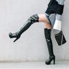 Botas de Performance até o Joelho Couro Envernizado Botas para Noite Bar Pista de Dança Pole Dance Preto Branco Vermelho Botas Sapatos