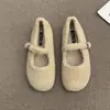 Zapatos Planos de Felpa y Piel Estilo Bosque Retro para Mujer 2026 Otoño/Invierno Nuevos Zapatos Mary Jane Franceses de Correa Única Zapatos de Piel