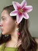 Grampo de Cabelo Flor Rosa Desejo Puro Super Fada Lírio Presilha Lateral Atmosfera Acessório de Cabelo Flor de Cabeça Super Branca Dinastia Han Adorno de Cabeça para Mulheres
