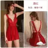 Nueva Lencería Sexy Malla Sexy Bata de Noche Escote Profundo Bajo Corte Tirantes de Encaje Tirantes Transparentes Pijamas para el Hogar Venta al por Mayor
