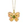 Pendientes colgantes con anillo de esmalte y mariposa de jaspe Hotan bañados en oro de plata de ley S925 para mujer.