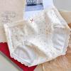 9250 Calça Cheia Leite Suave 10A Algodão Antibacteriano Floral Creme Calças Comprimento Extra Baixo Gancho Categoria de Roupa Íntima Feminina a