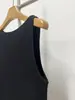 Design de nicho "Colete de Piquenique" elegante top sem mangas de ombro a ombro em linha A preto/branco