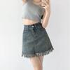Saia Jeans Sexy Estilo Retrô Americano para Mulheres Verão Nova Cintura Alta Efeito Emagrecedor Justa ao Corpo Saia Evasê com Franjas