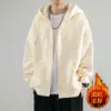 Suéter Cardigan Masculino Primavera e Outono Marca Americana de Moda Jaqueta com Forro de Fleece Roupas Masculinas Top de Casal com Capuz Jaqueta de Outono