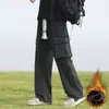 Jeans de Herramienta Engrosados con Forro de Polar Otoño e Invierno para Hombre 2024 Nuevos Pantalones Rectos Sueltos con Múltiples Bolsillos para Hombre