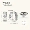 Pendientes de Aro de Plata de Ley S925 con Moissanita Estilo Hip-Hop Unisex, Pendientes Estilo Coreano, Aros de Moda de Alta Gama