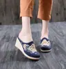 Tianxian 2020 Novos Sapatos de Pano Velho de Pequim Estilo Étnico Dinastia Han Sapatos Bordados Algodão Jacquard Salto Alto Chinelos Xadrez