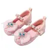 Zapatos de tacón alto para niñas, nueva colección otoño 2026: zapatos de cuero con lentejuelas de escamas de pez, estilo princesa de hielo y nieve, con pedrería colorida, malla y un lazo