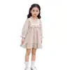 Vestido de encaje floral de fábrica colección de otoño para niños MDD2026 vestido de princesa estilo pastoral ropa infantil para niñas