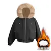 Abrigo de Invierno Cálido para Hombre Tangkezher con Cuello de Piel Desmontable, Estilo Pareja, Chaqueta Americana de Calle Cálida con Capucha para Hombre