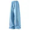 Pantalones Rectos Nuevos de Verano 2026 para Hombre, Pantalones Sueltos para Hombre con Cordón, Pantalones Casuales Negros Gruesos de Pierna Ancha para Hombre