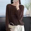 Suéter de punto hueco con cuentas para mujer, nueva colección otoño 2026, estilo holgado y relajado, suave y amigable con la piel, hecho con hilo fino tipo perla